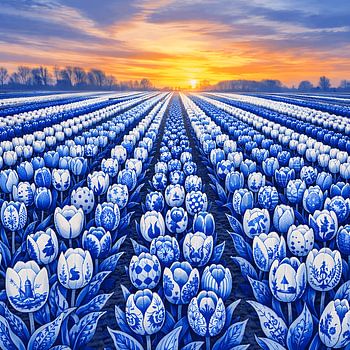 Kobalt Tulpenzee, Delftse Dageraad op de Bollenvelden