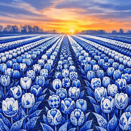 Cobalt Tulip Sea, Delft Dawn in the bulb fields