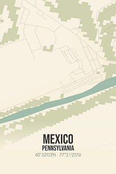 Vintage landkaart van Mexico (Pennsylvania), USA. van Rezona