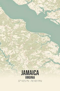 Vintage landkaart van Jamaica (Virginia), USA. van MijnStadsPoster