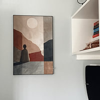 Klantfoto: Dagdromer, modern en abstract in aardetinten (gezien bij vtwonen) van Studio Allee, als ArtFrame