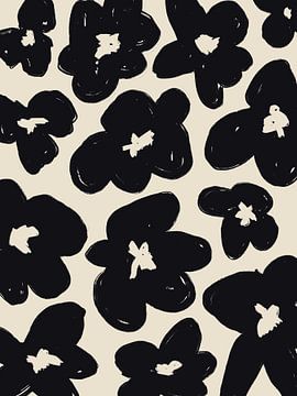 Black Flower Pattern van Bohomadic Studio