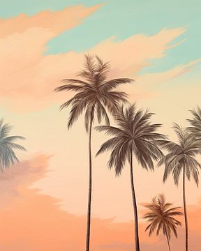 Soft Sky Palm Trees by Abstract Painting