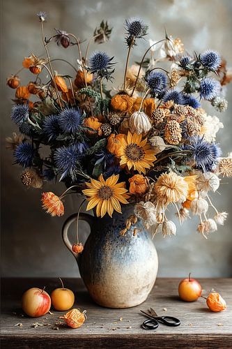 Botanical composition in Blue and Yellow no.2