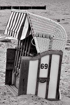 Lonely beach chair on the Baltic Sea in Warnemünde