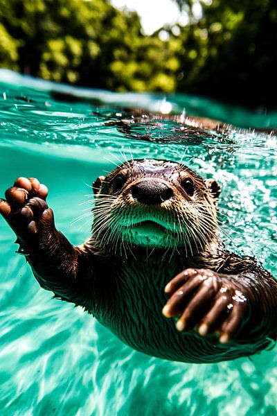 Curious otter underwater by Imperial Art House