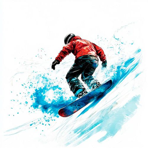 Snowboarder im actionreichen Moment