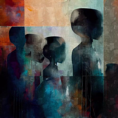 Portrait de famille urbain | Portrait abstrait en silhouette dans un motif graphique de forme géomét