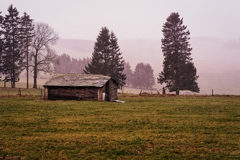 Een verlaten schuur op de heuvels van de Ardennen in België. par Ineke Mighorst