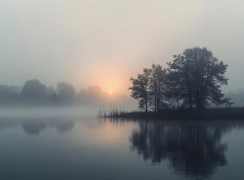 Erwachen am See – Nebelstimmung im Sonnenaufgang