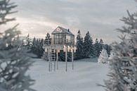gemütliche Glashütte im schneebedeckten Wald von Besa Art Miniaturansicht