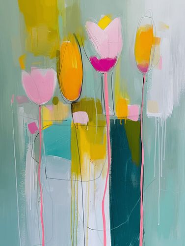 Kleurrijke abstracte bloemen in pastelkleuren