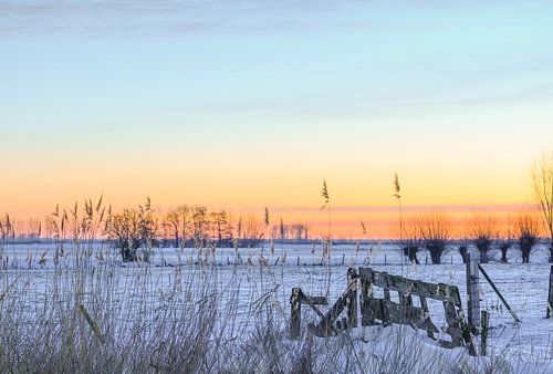 winterse oranje lucht