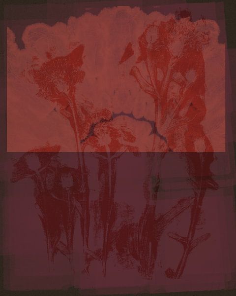 Moderne botanische Kunst. Blumen in Terra, Lila und Braun. von Dina Dankers