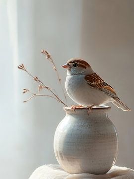 Spatz im Gleichgewicht