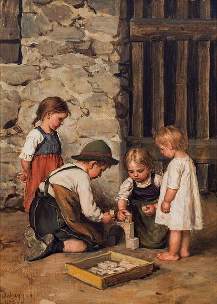 Franz von Defregger, Spelende kinderen, 1906 van Atelier Liesjes