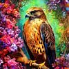 Valk vogel schilderij kleuren kunst #valk van JBJart Justyna Jaszke