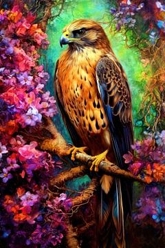 Faucon oiseau peinture couleurs art #Falcon sur JBJart Justyna Jaszke