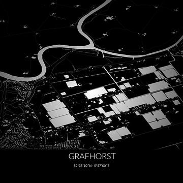 Schwarz-weiße Karte von Grafhorst, Overijssel. von Rezona