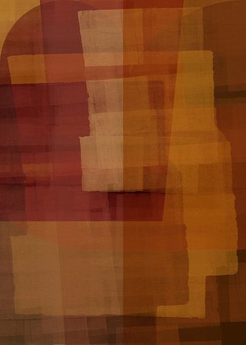 Moderne abstracte vormen in terra en donker oker