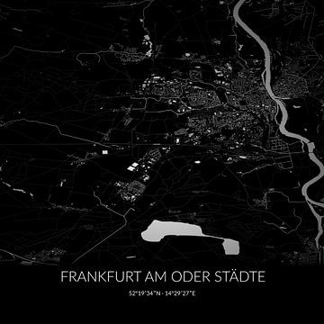 Schwarz-weiße Karte von Frankfurt am Oder Städte, Brandenburg, Deutschland. von Rezona