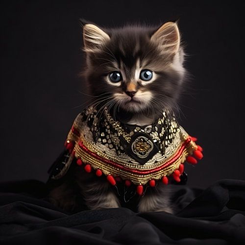 Schattige Baby Katten in Oosterse Outfits