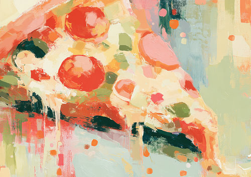 Colourful pizza illustration in an abstract style