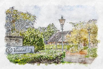 Restaurant &quot;Vroenhout&quot; in Roosendaal (Aquarell) von Art by Jeronimo