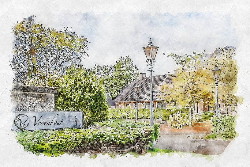Restaurant &quot;Vroenhout&quot; à Roosendaal (aquarelle) par Art by Jeronimo
