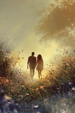 Man and woman in flower field by MNS Designs