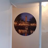 Klantfoto: Zicht op Zandbrug en Oudegracht in Utrecht vanaf de Bemuurde Weerd van Donker Utrecht, als ronde print