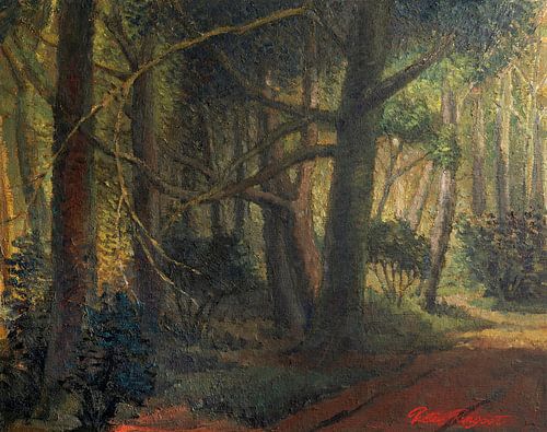 Chemin forestier dans le Calmeynbos à La Panne - Huile sur toile sur Galerie Ringoot