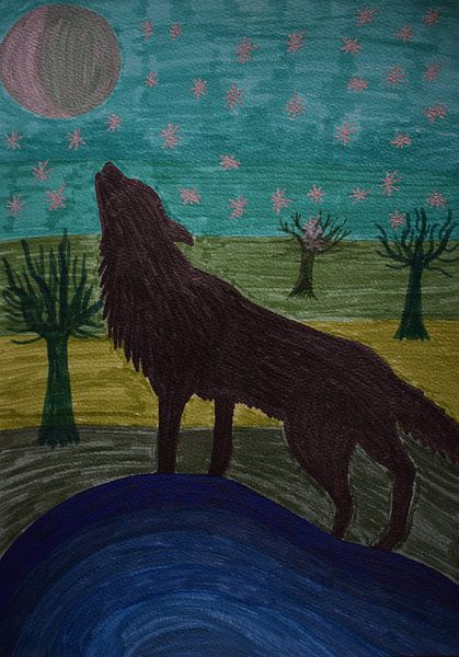 Ein Wolf heult den Mond an von Breezy Photography and Design