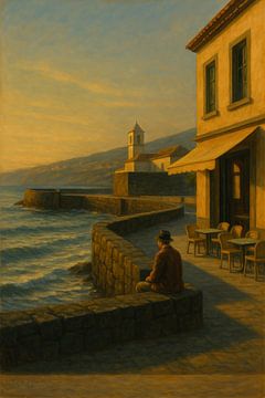 Crépuscule au bord de la mer - Art mural côtier inspiré de Hopper sur Travel Shop