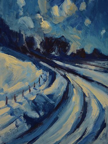 Besneeuwde landweg van Nop Briex