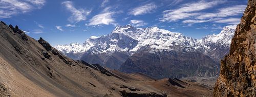 Panorama Kang La pas in Nepal