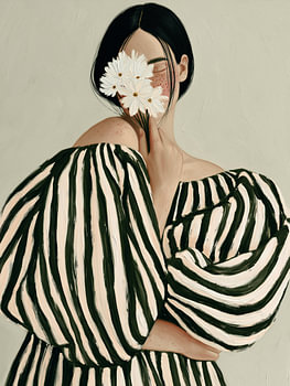 Elegante vrouw met madeliefjes
