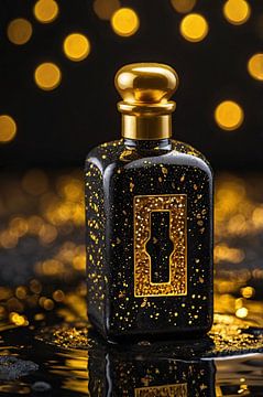 Luxe parfumfles met gouden accenten van Art & Soul Creations