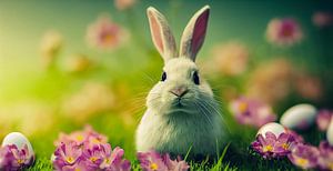 Süßer Osterhase einer Frühlingswiese Illustration 02