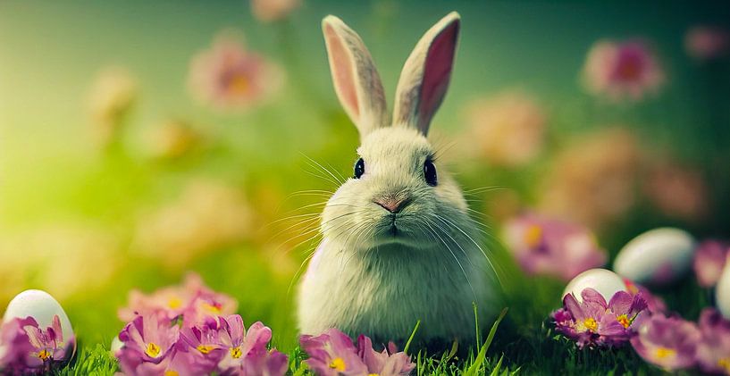 Doux lapin de Pâques d'une prairie de printemps Illustration 02 par Animaflora PicsStock