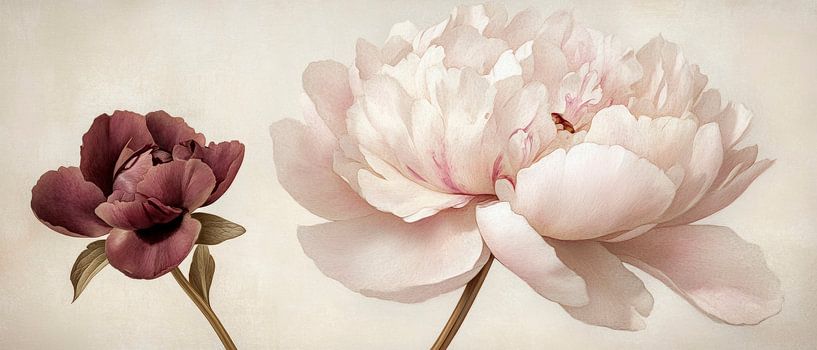 Schöne Pfingstrosen in Pastellfarben von Poster Art Shop