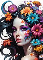 vrouw en bloemen
