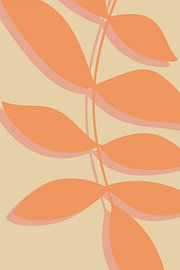 Moderne Botanische Kunst. Abstracte bladeren in warme pastels nr.7 van Dina Dankers