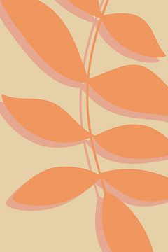 Moderne Botanische Kunst. Abstracte bladeren in warme pastels nr.7 van Dina Dankers