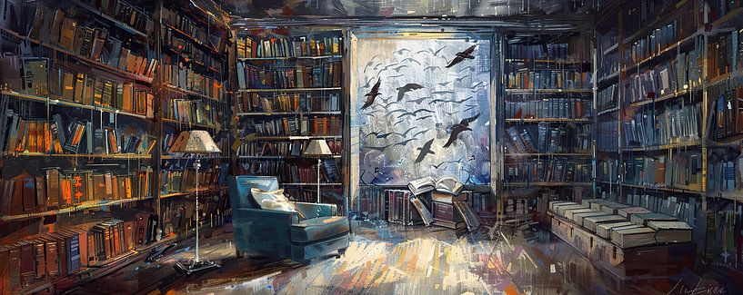 Bibliothèque - Échos d'histoires silencieuses par Peinture Abstraite