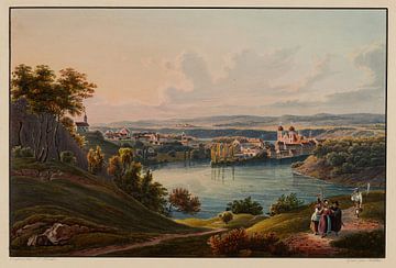 Gezicht op het Rheinau-klooster, kanton Zürich, Johann Ludwig Bleuler