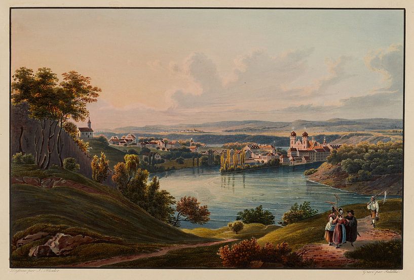 View of the Rheinau Convent, Canton of Zurich, Johann Ludwig Bleuler by Masterful Masters