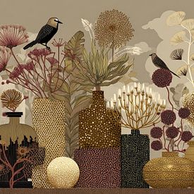 Vases élégants avec une flore unique sur Peintures accrocheuses