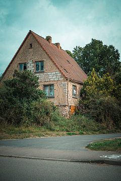 Abandoned house with broken windows and overgrown vegetation by InfiniteArtLabs