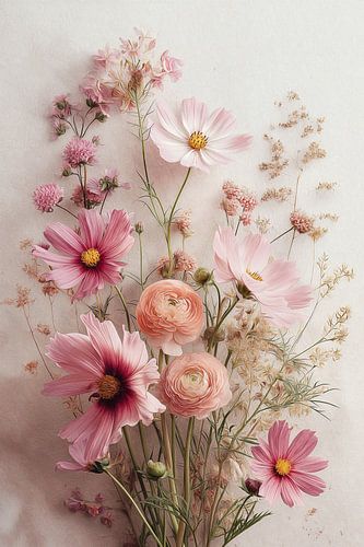 Bouquet Botanique dans différentes nuances de Rose n°3